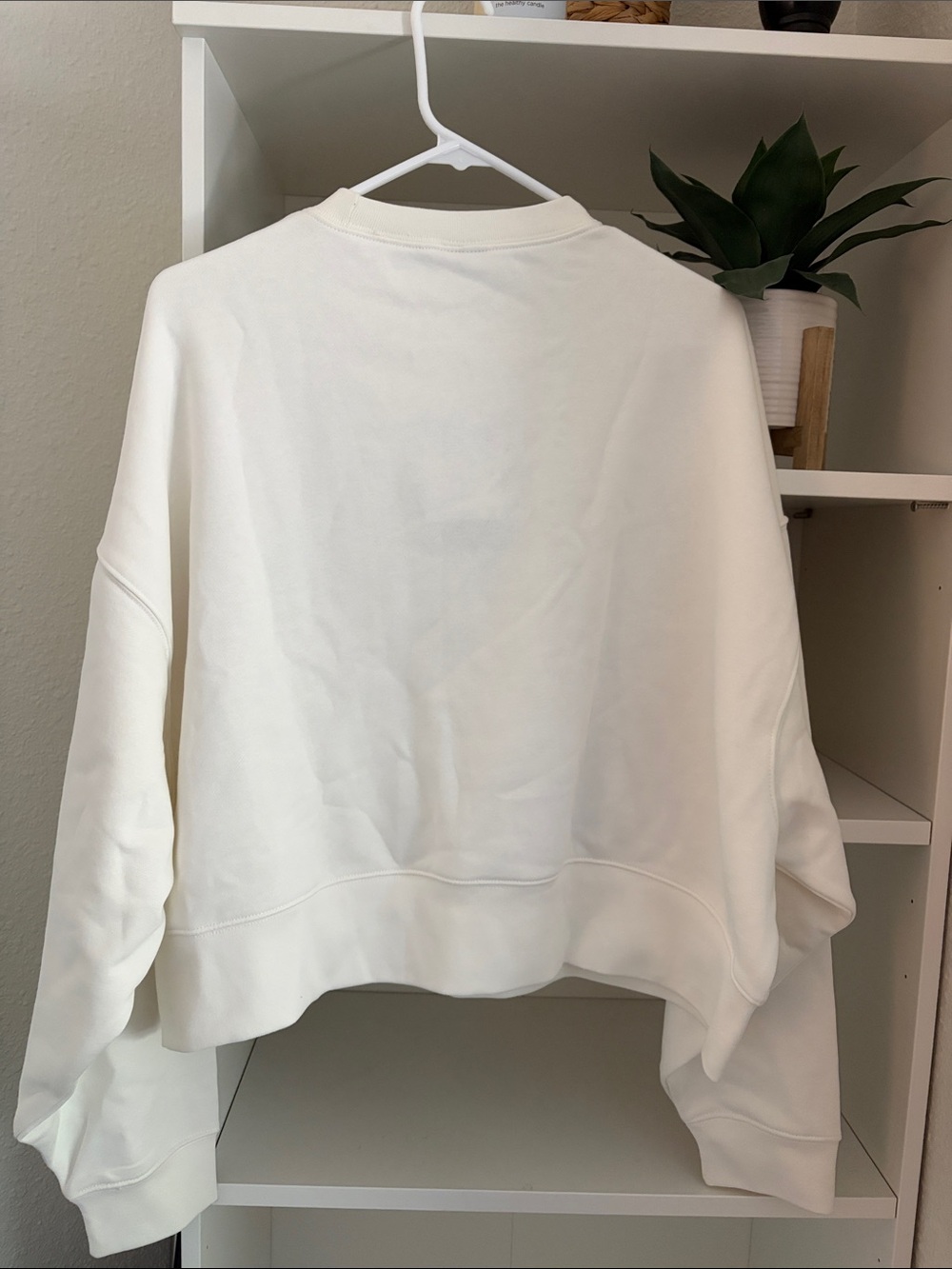 NWT NIKE White Cropped Swoosh Sweatshirt - Picture 2 of 5